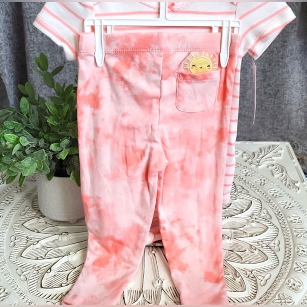 (18m)Carters 3 Pc.Set Baby Girls Onesie, Pants, Sleeveless Romper - Picture 4 of 9